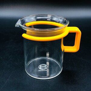 80s Bodum Yellow Handle Creamer SINGLE Vintage Denmark Clear Glass Beaker